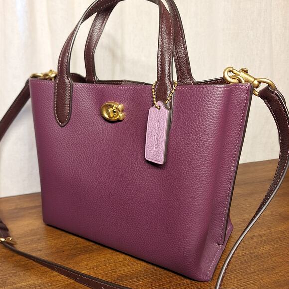 Coach C8561 Colorblock Willow Tote 24 Shopper Satchel Handbag Deep Berry likenew - Picture 5 of 9